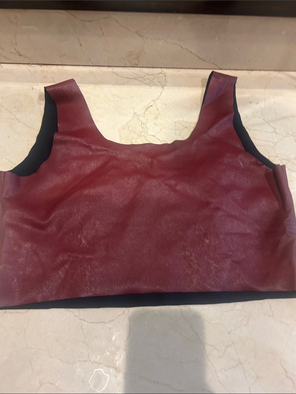Women’s Burgundy Faux-Leather Cropped Tank Top Commando leather top never worn